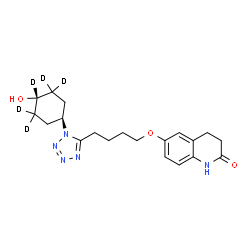 ChemSpider 2D Image | 6-(4-{1-[(1r)-4-Hydroxy(3,3,4,5,5-~2~H_5_)cyclohexyl]-1H-tetrazol-5-yl}butoxy)-3,4-dihydro-2(1H)-quinolinone | C20H22D5N5O3