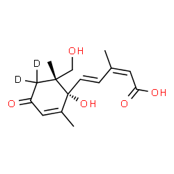 ChemSpider 2D Image | (2Z,4E)-5-[(1R,6R)-1-Hydroxy-6-(hydroxymethyl)-2,6-dimethyl-4-oxo(5,5-~2~H_2_)-2-cyclohexen-1-yl]-3-methyl-2,4-pentadienoic acid | C15H18D2O5