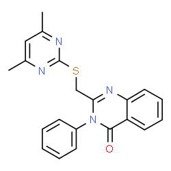 ChemSpider 2D Image | 2-{[(4,6-Dimethyl-2-pyrimidinyl)sulfanyl]methyl}-3-phenyl-4(3H)-quinazolinone | C21H18N4OS