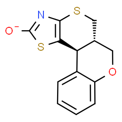 ChemSpider 2D Image | (5aS,11bS)-5a,11b-Dihydro-5H,6H-chromeno[4',3':4,5]thiopyrano[2,3-d][1,3]thiazol-2-olate | C13H10NO2S2