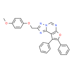ChemSpider 2D Image | 2-[(4-Methoxyphenoxy)methyl]-8,9-diphenylfuro[3,2-e][1,2,4]triazolo[1,5-c]pyrimidine | C27H20N4O3
