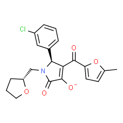 ChemSpider 2D Image | (5S)-5-(3-Chlorophenyl)-4-(5-methyl-2-furoyl)-2-oxo-1-[(2R)-tetrahydro-2-furanylmethyl]-2,5-dihydro-1H-pyrrol-3-olate | C21H19ClNO5
