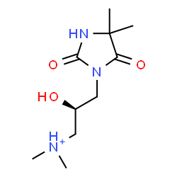 ChemSpider 2D Image | (2S)-3-(4,4-Dimethyl-2,5-dioxo-1-imidazolidinyl)-2-hydroxy-N,N-dimethyl-1-propanaminium | C10H20N3O3