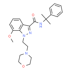 ChemSpider 2D Image | 7-Methoxy-1-[2-(4-morpholinyl)ethyl]-N-(2-phenyl-2-propanyl)-1H-indazole-3-carboxamide | C24H30N4O3