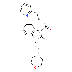 ChemSpider 2D Image | 2-Methyl-1-[2-(4-morpholinyl)ethyl]-N-[2-(2-pyridinyl)ethyl]-1H-indole-3-carboxamide | C23H28N4O2