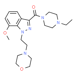 ChemSpider 2D Image | (4-Ethyl-1-piperazinyl){7-methoxy-1-[2-(4-morpholinyl)ethyl]-1H-indazol-3-yl}methanone | C21H31N5O3