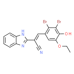 ChemSpider 2D Image | (2E)-2-(1H-Benzimidazol-2-yl)-3-(2,3-dibromo-5-ethoxy-4-hydroxyphenyl)acrylonitrile | C18H13Br2N3O2