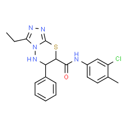 ChemSpider 2D Image | N-(3-Chloro-4-methylphenyl)-3-ethyl-6-phenyl-6,7-dihydro-5H-[1,2,4]triazolo[3,4-b][1,3,4]thiadiazine-7-carboxamide | C20H20ClN5OS
