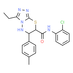 ChemSpider 2D Image | N-(2-Chlorophenyl)-3-ethyl-6-(4-methylphenyl)-6,7-dihydro-5H-[1,2,4]triazolo[3,4-b][1,3,4]thiadiazine-7-carboxamide | C20H20ClN5OS
