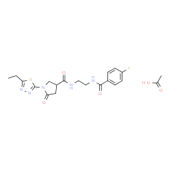 ChemSpider 2D Image | 1-(5-Ethyl-1,3,4-thiadiazol-2-yl)-N-{2-[(4-fluorobenzoyl)amino]ethyl}-5-oxo-3-pyrrolidinecarboxamide acetate (1:1) | C20H24FN5O5S