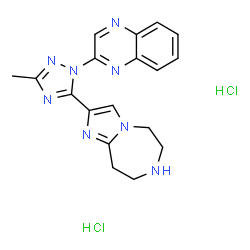 ChemSpider 2D Image | 2-[3-methyl-1-(2-quinoxalinyl)-1H-1,2,4-triazol-5-yl]-6,7,8,9-tetrahydro-5H-imidazo[1,2-d][1,4]diazepine dihydrochloride | C18H20Cl2N8