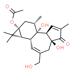 ChemSpider 2D Image | (1aR,1bR,4aS,7aR,7bS,8S,9aR)-4a,7b-Dihydroxy-3-(hydroxymethyl)-1,1,6,8-tetramethyl-5-oxo-1,1a,1b,4,4a,5,7a,7b,8,9-decahydro-9aH-cyclopropa[3,4]benzo[1,2-e]azulen-9a-yl acetate | C22H30O6