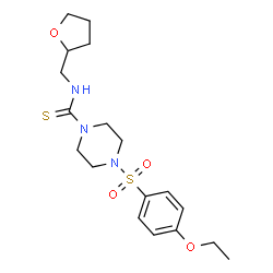 ChemSpider 2D Image | 4-[(4-Ethoxyphenyl)sulfonyl]-N-(tetrahydro-2-furanylmethyl)-1-piperazinecarbothioamide | C18H27N3O4S2