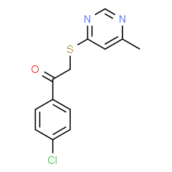 ChemSpider 2D Image | 1-(4-Chlorophenyl)-2-[(6-methyl-4-pyrimidinyl)sulfanyl]ethanone | C13H11ClN2OS