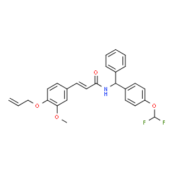 ChemSpider 2D Image | (2E)-3-[4-(Allyloxy)-3-methoxyphenyl]-N-{[4-(difluoromethoxy)phenyl](phenyl)methyl}acrylamide | C27H25F2NO4