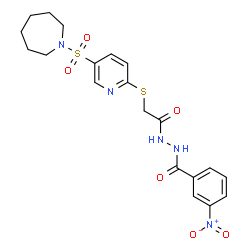 ChemSpider 2D Image | N'-({[5-(1-Azepanylsulfonyl)-2-pyridinyl]sulfanyl}acetyl)-3-nitrobenzohydrazide | C20H23N5O6S2