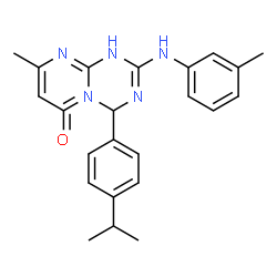 ChemSpider 2D Image | 4-(4-Isopropylphenyl)-8-methyl-2-[(3-methylphenyl)amino]-1,4-dihydro-6H-pyrimido[1,2-a][1,3,5]triazin-6-one | C23H25N5O