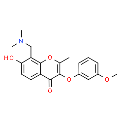 ChemSpider 2D Image | 8-[(Dimethylamino)methyl]-7-hydroxy-3-(3-methoxyphenoxy)-2-methyl-4H-chromen-4-one | C20H21NO5