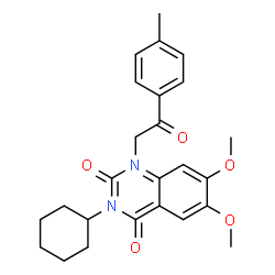 ChemSpider 2D Image | 2,4(1H,3H)-quinazolinedione, 3-cyclohexyl-6,7-dimethoxy-1-[2-(4-methylphenyl)-2-oxoethyl]- | C25H28N2O5