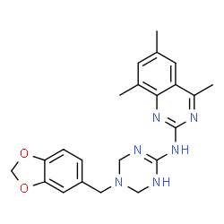 ChemSpider 2D Image | N-[5-(1,3-Benzodioxol-5-ylmethyl)-1,4,5,6-tetrahydro-1,3,5-triazin-2-yl]-4,6,8-trimethyl-2-quinazolinamine | C22H24N6O2