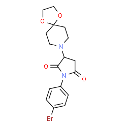 ChemSpider 2D Image | 1-(4-Bromophenyl)-3-(1,4-dioxa-8-azaspiro[4.5]dec-8-yl)-2,5-pyrrolidinedione | C17H19BrN2O4
