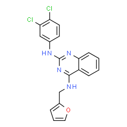 ChemSpider 2D Image | N~2~-(3,4-Dichlorophenyl)-N~4~-(2-furylmethyl)-2,4-quinazolinediamine | C19H14Cl2N4O