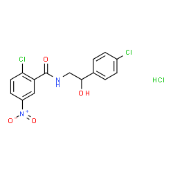 ChemSpider 2D Image | 2-Chloro-N-[2-(4-chlorophenyl)-2-hydroxyethyl]-5-nitrobenzamide hydrochloride (1:1) | C15H13Cl3N2O4