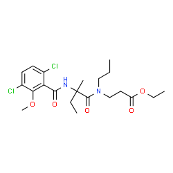 ChemSpider 2D Image | Ethyl N-(3,6-dichloro-2-methoxybenzoyl)isovalyl-N-propyl-beta-alaninate | C21H30Cl2N2O5