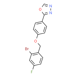ChemSpider 2D Image | 2-{4-[(2-Bromo-4-fluorobenzyl)oxy]phenyl}-1,3,4-oxadiazole | C15H10BrFN2O2
