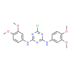 ChemSpider 2D Image | 6-Chloro-N,N'-bis(3,4-dimethoxyphenyl)-1,3,5-triazine-2,4-diamine | C19H20ClN5O4
