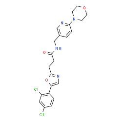 ChemSpider 2D Image | 3-[5-(2,4-Dichlorophenyl)-1,3-oxazol-2-yl]-N-{[6-(4-morpholinyl)-3-pyridinyl]methyl}propanamide | C22H22Cl2N4O3