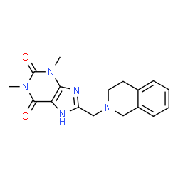 ChemSpider 2D Image | 8-(3,4-Dihydro-2(1H)-isoquinolinylmethyl)-1,3-dimethyl-3,7-dihydro-1H-purine-2,6-dione | C17H19N5O2