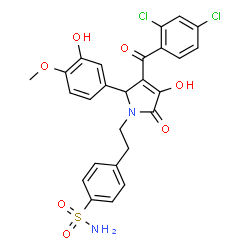 ChemSpider 2D Image | 4-{2-[3-(2,4-Dichlorobenzoyl)-4-hydroxy-2-(3-hydroxy-4-methoxyphenyl)-5-oxo-2,5-dihydro-1H-pyrrol-1-yl]ethyl}benzenesulfonamide | C26H22Cl2N2O7S