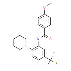 ChemSpider 2D Image | 4-Methoxy-N-[2-(1-piperidinyl)-5-(trifluoromethyl)phenyl]benzamide | C20H21F3N2O2