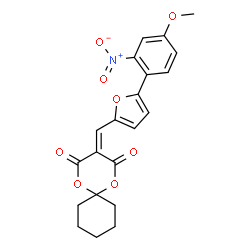 ChemSpider 2D Image | 3-{[5-(4-Methoxy-2-nitrophenyl)-2-furyl]methylene}-1,5-dioxaspiro[5.5]undecane-2,4-dione | C21H19NO8