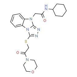 ChemSpider 2D Image | N-Cyclohexyl-2-(3-{[2-(4-morpholinyl)-2-oxoethyl]sulfanyl}-9H-[1,2,4]triazolo[4,3-a]benzimidazol-9-yl)acetamide | C22H28N6O3S