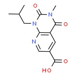 ChemSpider 2D Image | 1-Isobutyl-3-methyl-2,4-dioxo-1,2,3,4-tetrahydropyrido[2,3-d]pyrimidine-6-carboxylic acid | C13H15N3O4