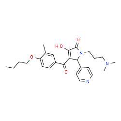 ChemSpider 2D Image | 4-(4-Butoxy-3-methylbenzoyl)-1-[3-(dimethylamino)propyl]-3-hydroxy-5-(4-pyridinyl)-1,5-dihydro-2H-pyrrol-2-one | C26H33N3O4