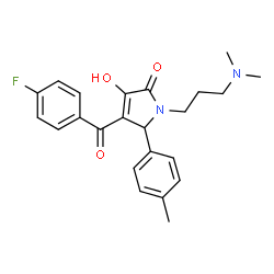 ChemSpider 2D Image | 1-[3-(Dimethylamino)propyl]-4-(4-fluorobenzoyl)-3-hydroxy-5-(4-methylphenyl)-1,5-dihydro-2H-pyrrol-2-one | C23H25FN2O3