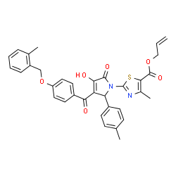 ChemSpider 2D Image | Allyl 2-[3-hydroxy-4-{4-[(2-methylbenzyl)oxy]benzoyl}-5-(4-methylphenyl)-2-oxo-2,5-dihydro-1H-pyrrol-1-yl]-4-methyl-1,3-thiazole-5-carboxylate | C34H30N2O6S