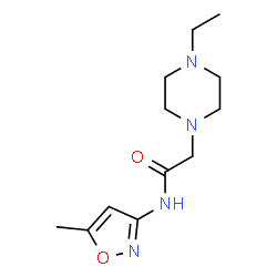 ChemSpider 2D Image | 2-(4-Ethyl-1-piperazinyl)-N-(5-methyl-1,2-oxazol-3-yl)acetamide | C12H20N4O2
