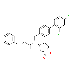 ChemSpider 2D Image | N-[(2',4'-Dichloro-4-biphenylyl)methyl]-N-(1,1-dioxidotetrahydro-3-thiophenyl)-2-(2-methylphenoxy)acetamide | C26H25Cl2NO4S