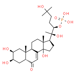 ChemSpider 2D Image | (2beta,3beta,5beta,14xi,22R)-2,3,14,20,25-Pentahydroxy-6-oxocholest-7-en-22-yl dihydrogen phosphate | C27H45O10P
