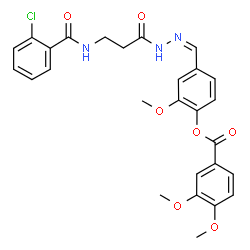 ChemSpider 2D Image | 4-[(Z)-({3-[(2-Chlorobenzoyl)amino]propanoyl}hydrazono)methyl]-2-methoxyphenyl 3,4-dimethoxybenzoate | C27H26ClN3O7