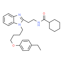 ChemSpider 2D Image | N-(2-{1-[4-(4-Ethylphenoxy)butyl]-1H-benzimidazol-2-yl}ethyl)cyclohexanecarboxamide | C28H37N3O2