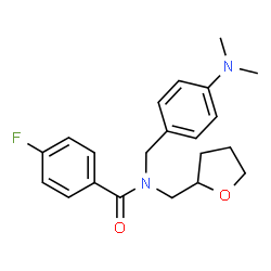 ChemSpider 2D Image | N-[4-(Dimethylamino)benzyl]-4-fluoro-N-(tetrahydro-2-furanylmethyl)benzamide | C21H25FN2O2