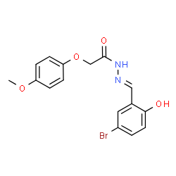 ChemSpider 2D Image | N'-[(E)-(5-Bromo-2-hydroxyphenyl)methylene]-2-(4-methoxyphenoxy)acetohydrazide | C16H15BrN2O4