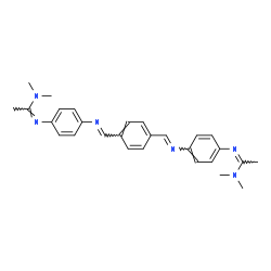 ChemSpider 2D Image | (1Z,1'Z)-N',N''-{1,4-Phenylenebis[(E)methylylidene(E)azanylylidene-4,1-phenylene]}bis(N,N-dimethylethanimidamide) | C28H32N6