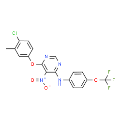 ChemSpider 2D Image | 6-(4-Chloro-3-methylphenoxy)-5-nitro-N-[4-(trifluoromethoxy)phenyl]-4-pyrimidinamine | C18H12ClF3N4O4