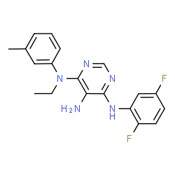 ChemSpider 2D Image | N~6~-(2,5-Difluorophenyl)-N~4~-ethyl-N~4~-(3-methylphenyl)-4,5,6-pyrimidinetriamine | C19H19F2N5